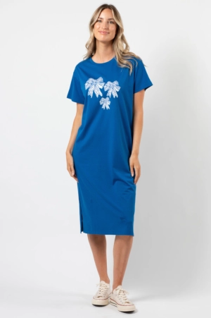 Stella   Gemma Maxie T-Shirt Dress Deep Blue Bowtiful Blue