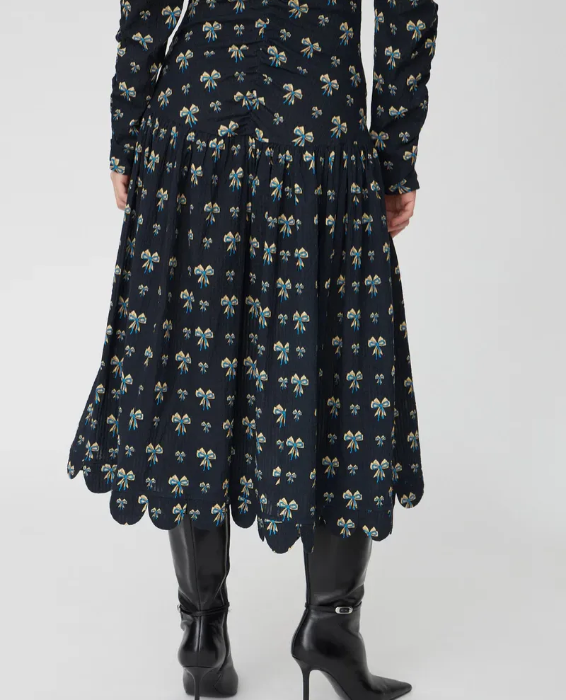 Stella Nova Blue Bow Print Midi Dress