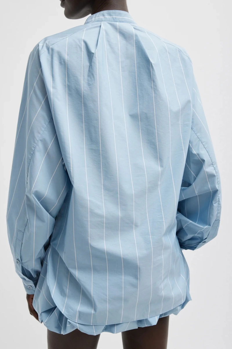 Striped Tech Poplin Raglan Tucked Shirt