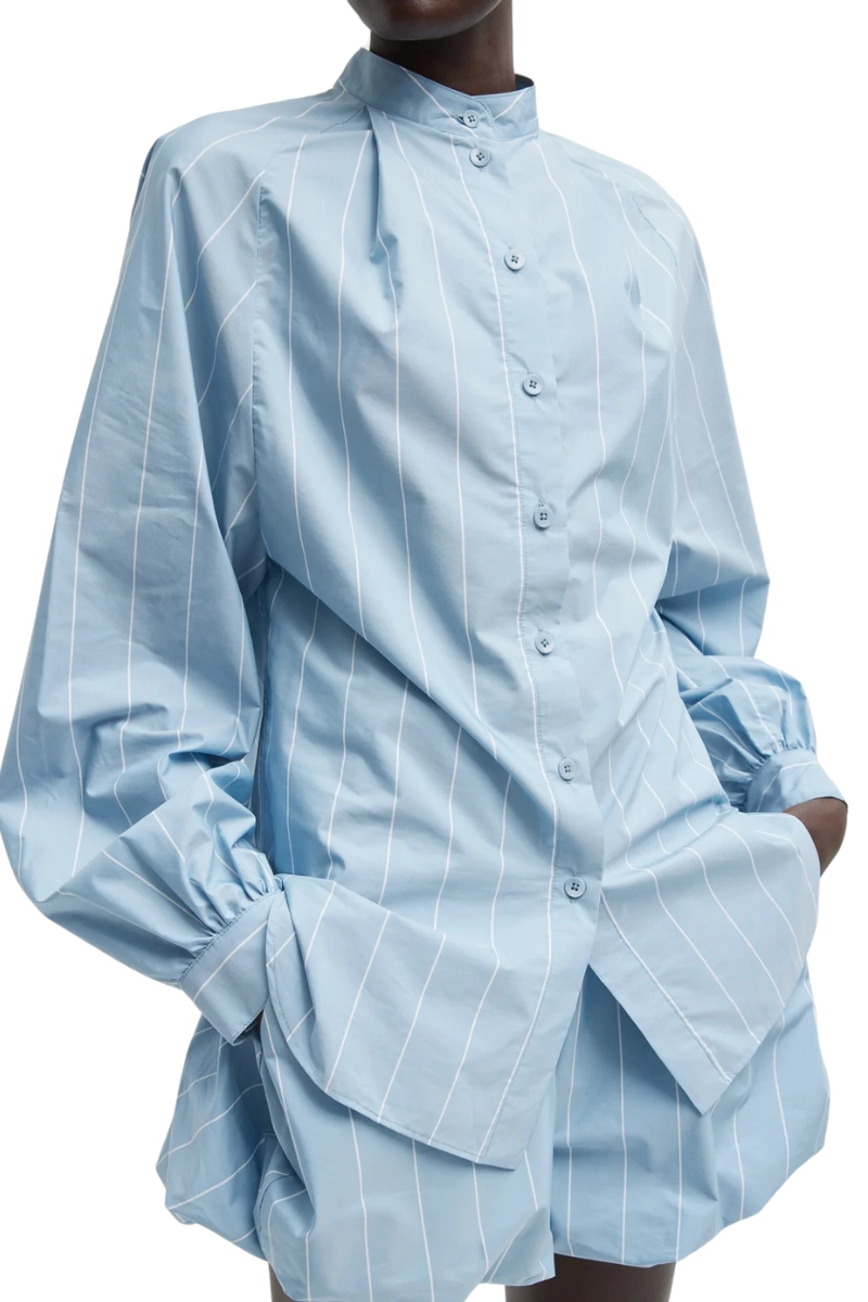 Striped Tech Poplin Raglan Tucked Shirt