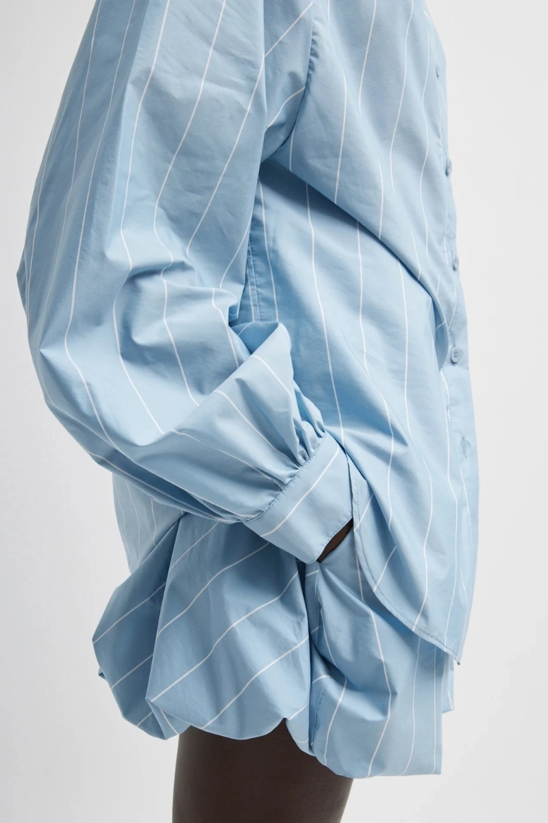 Striped Tech Poplin Raglan Tucked Shirt