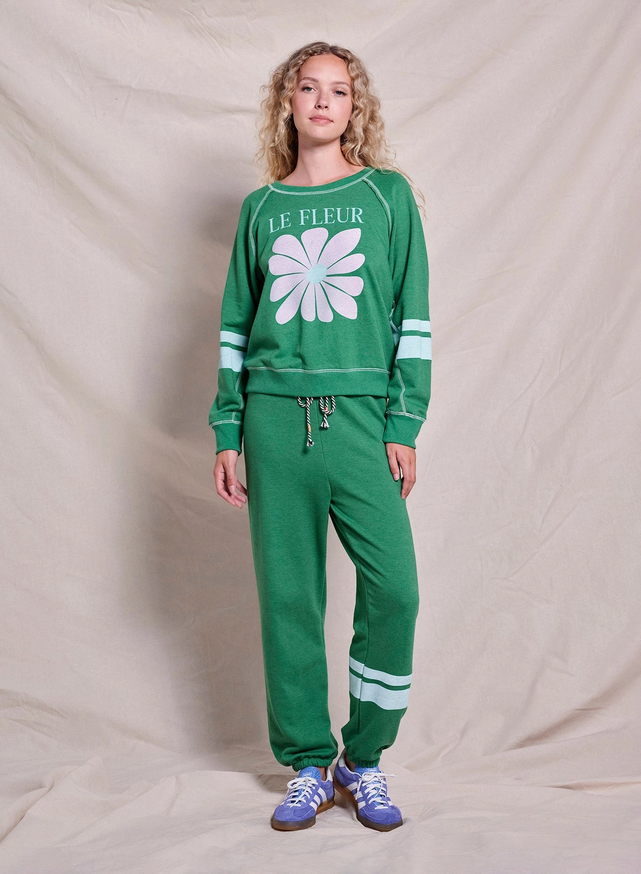 Sundry Le Fleur Raglan Sweatshirt in Green Garden