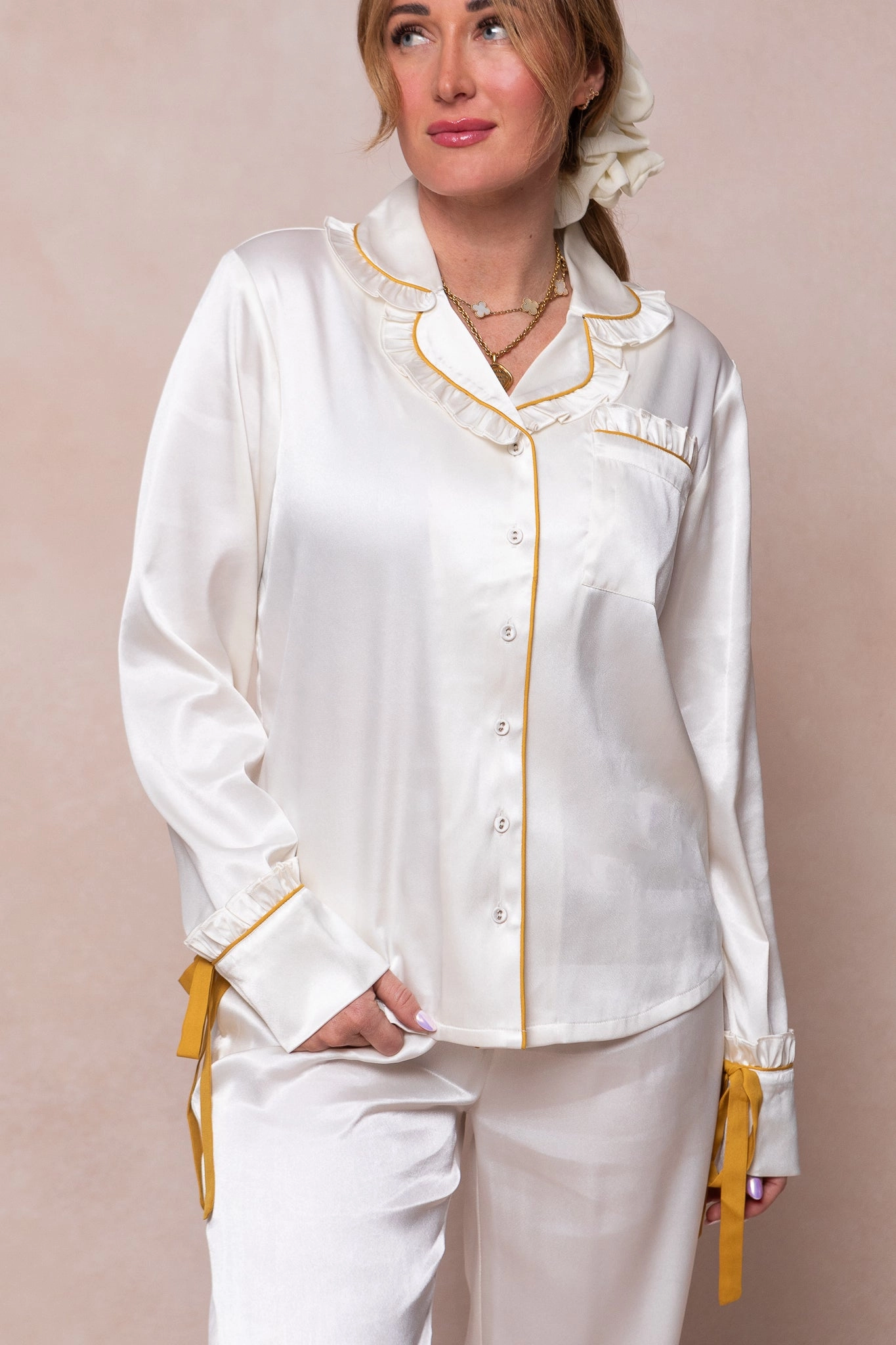 Sylvia Pajama Set in Cream