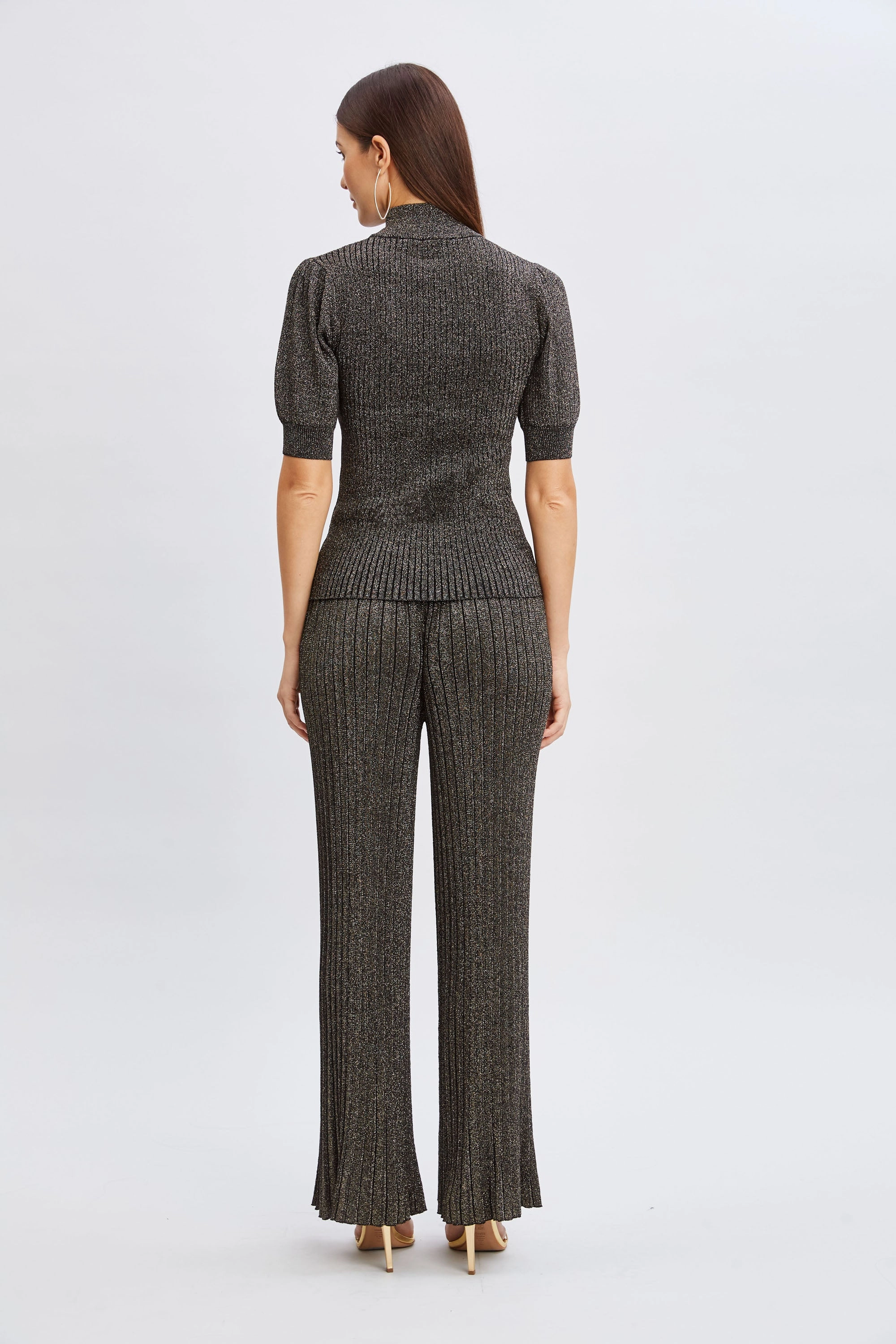 T-Tahari Puff Sleeve Metallic Sweater