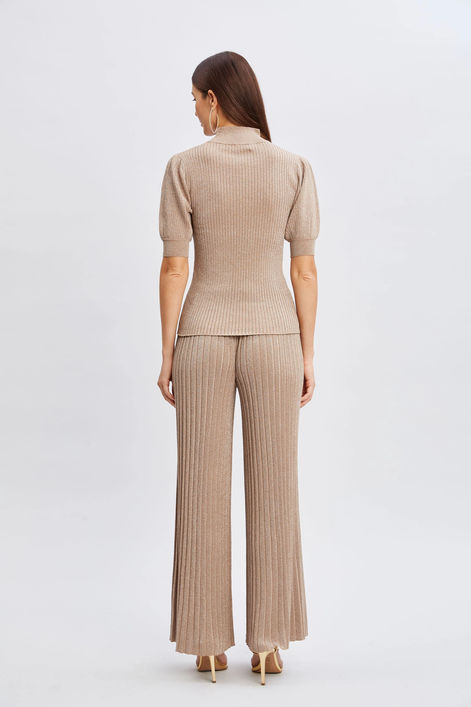 T-Tahari Puff Sleeve Metallic Sweater