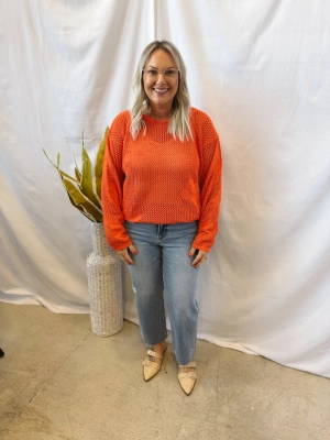 Tomato Floral Open Knit Sweater