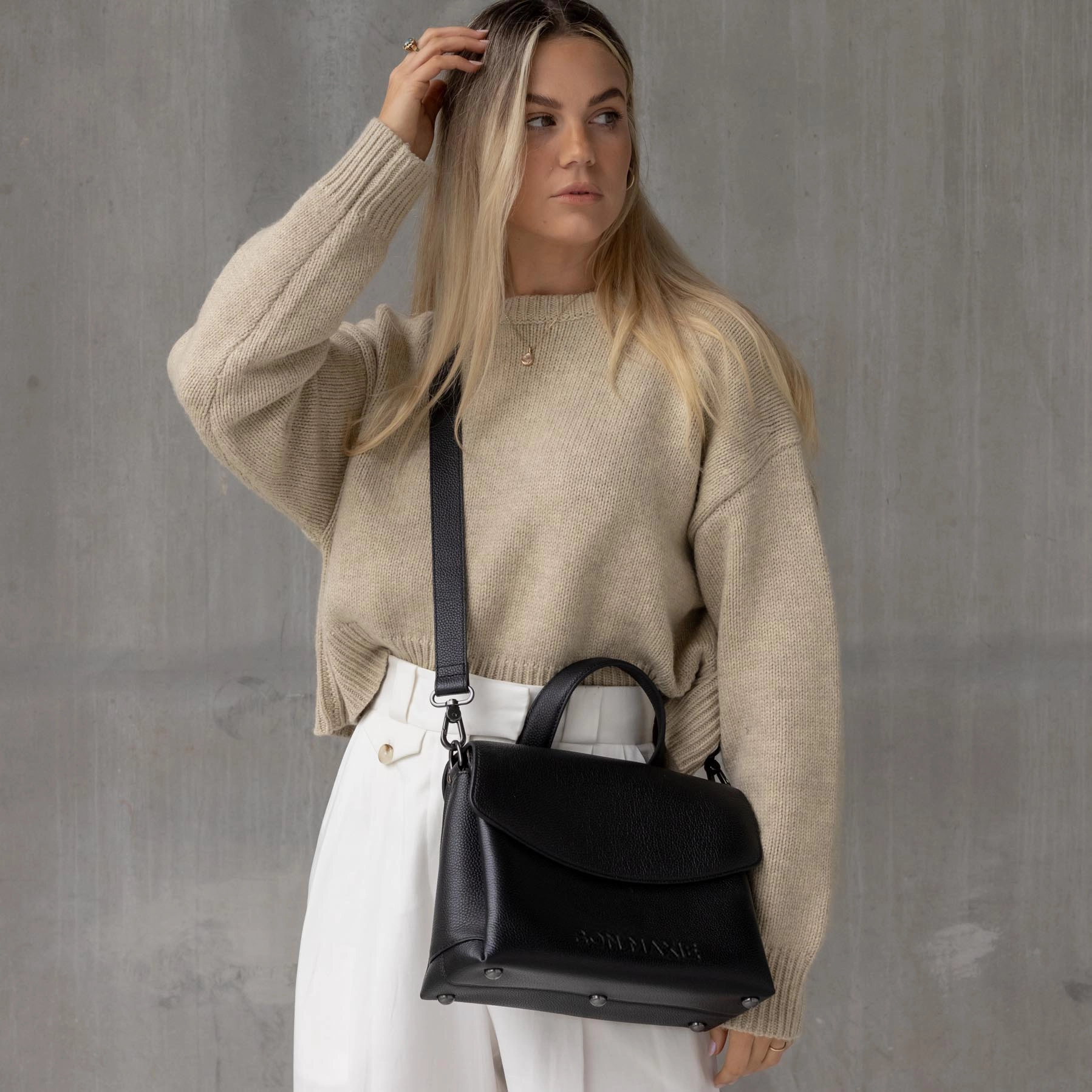 Tryhard Leather Crossbody Bag -- Black