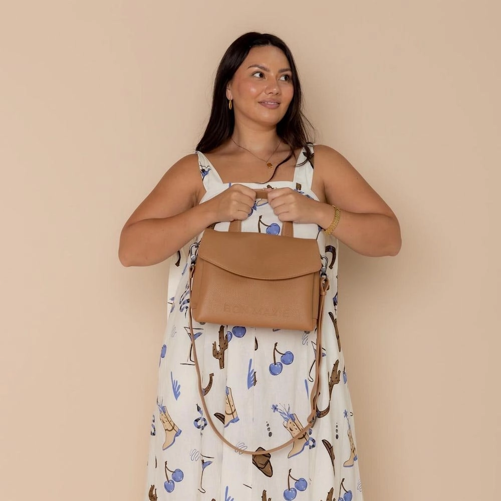 Tryhard Leather Crossbody Bag -- Tan