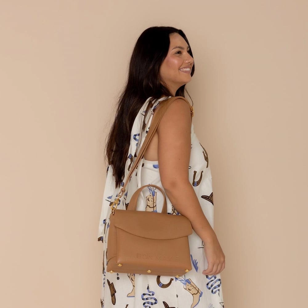 Tryhard Leather Crossbody Bag -- Tan