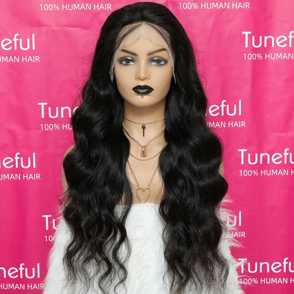 Tuneful Transparent 13x6 Lace Front Human Hair Wigs Raw Indian Body Wave 5x5 closure wigs