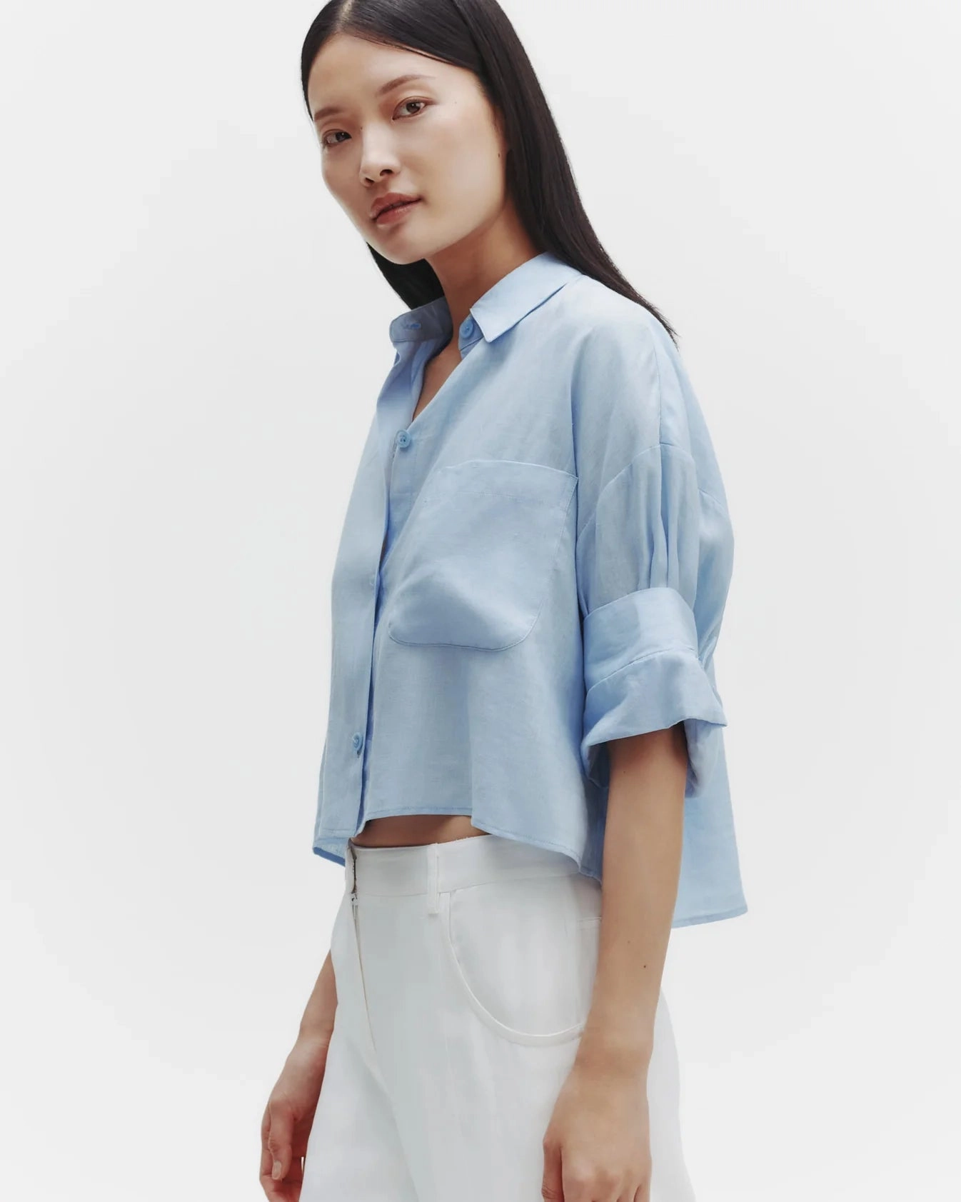 TWP - Next Ex Shirt in Baby Blue Delave Linen