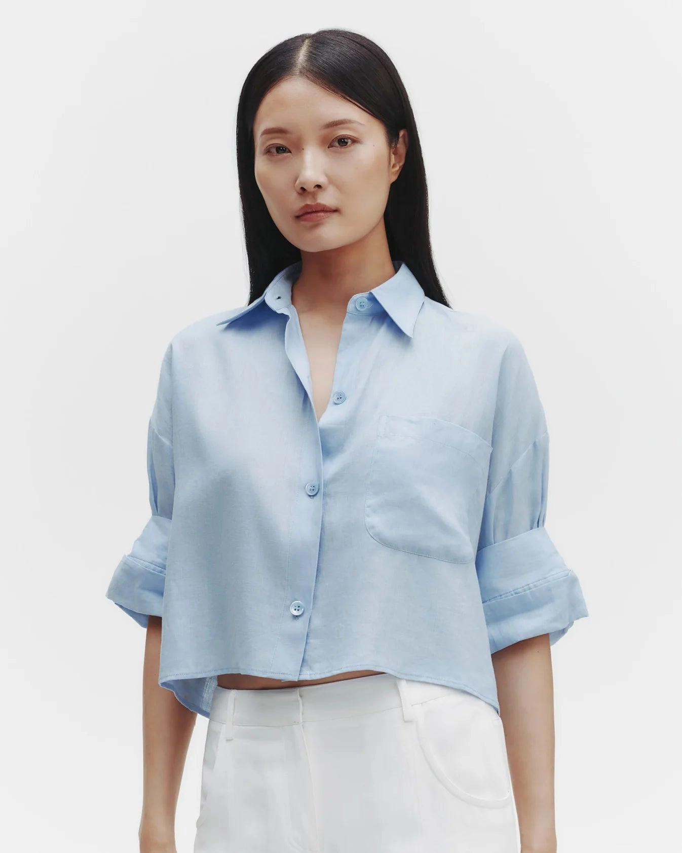 TWP - Next Ex Shirt in Baby Blue Delave Linen