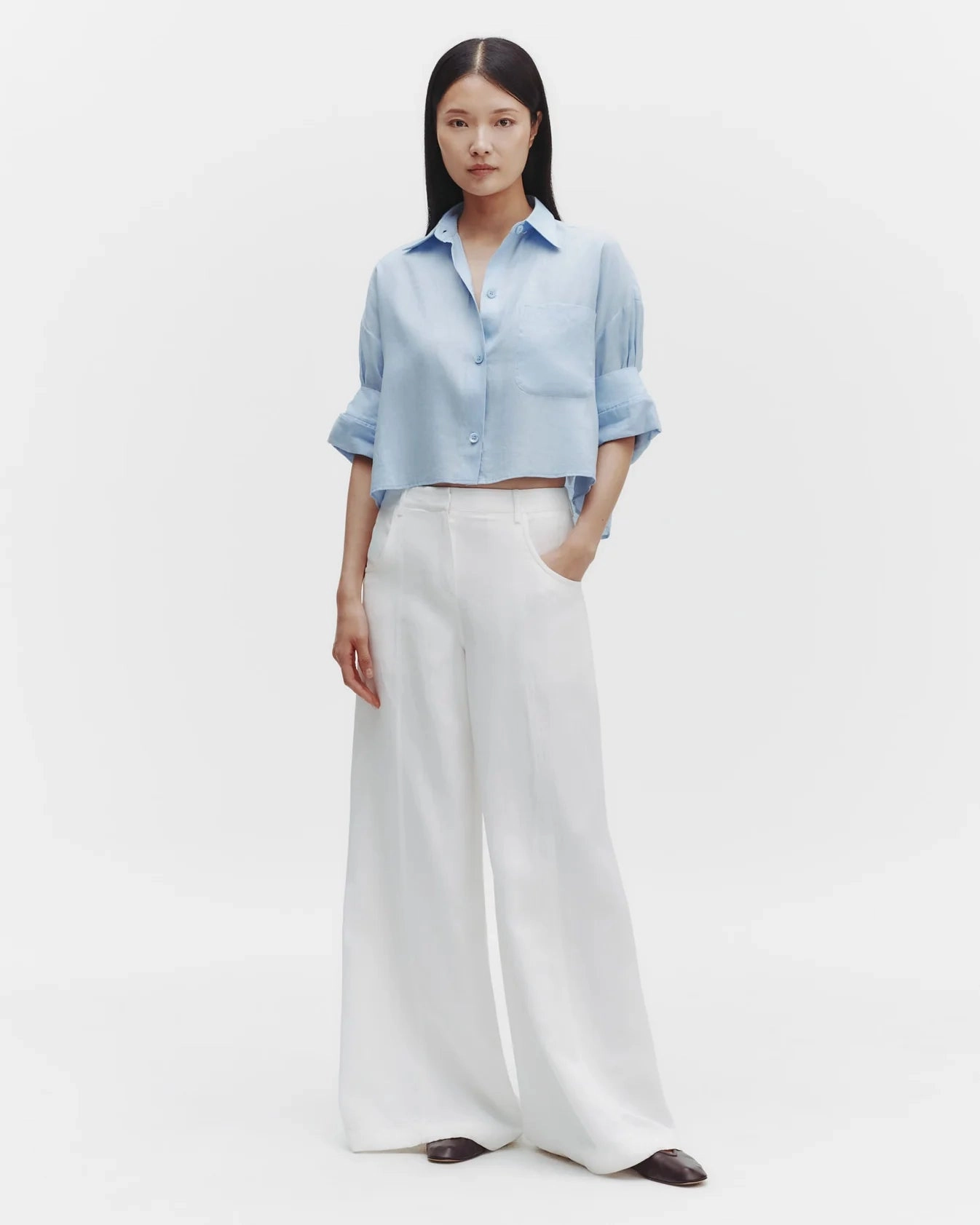 TWP - Next Ex Shirt in Baby Blue Delave Linen