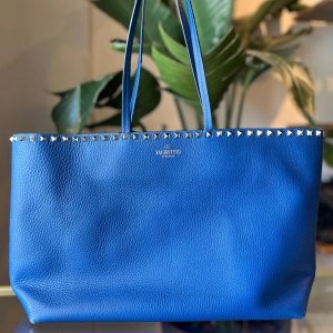 VALENTINO Cobalt Blue  Rockstud Shopping Tote Large