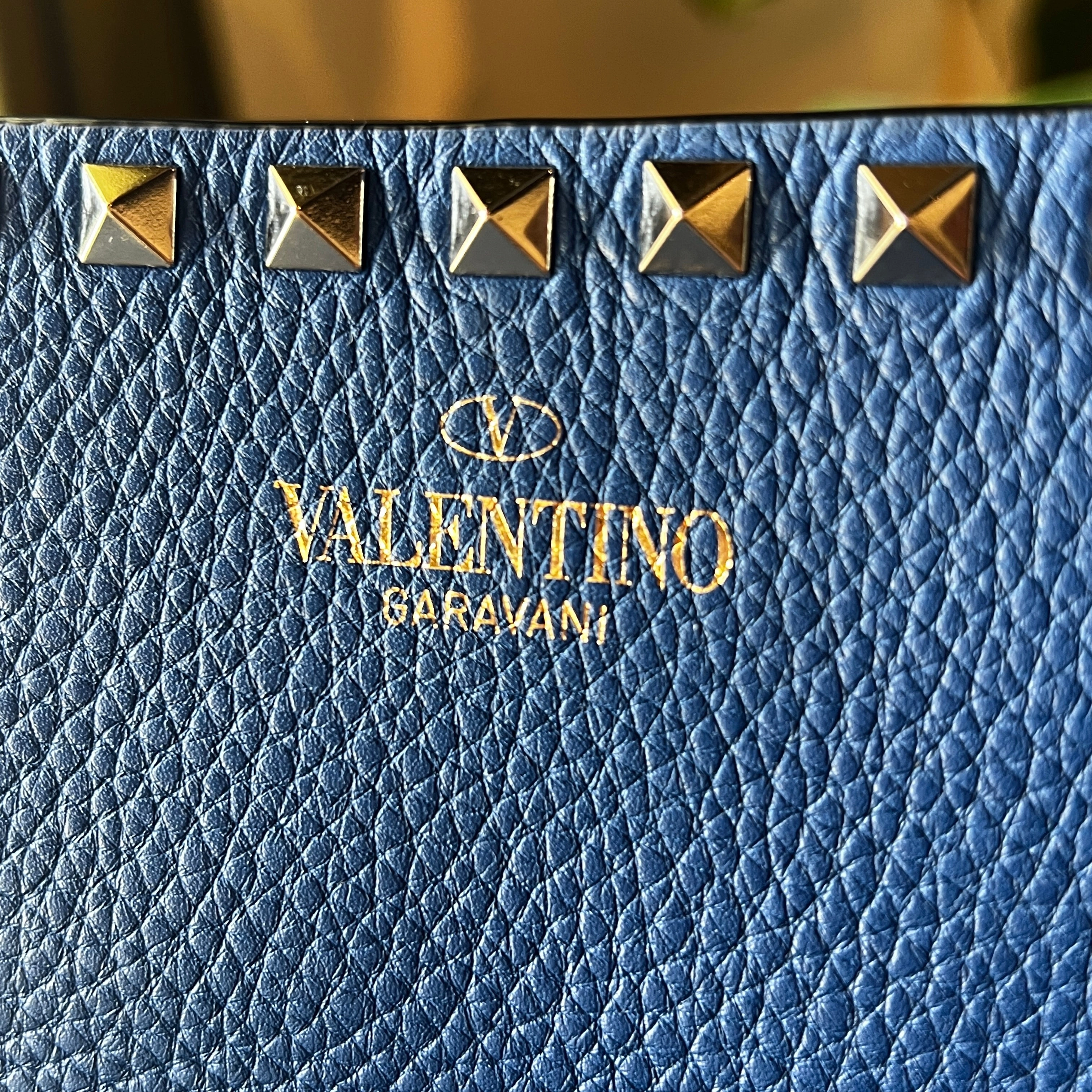 VALENTINO Cobalt Blue  Rockstud Shopping Tote Large