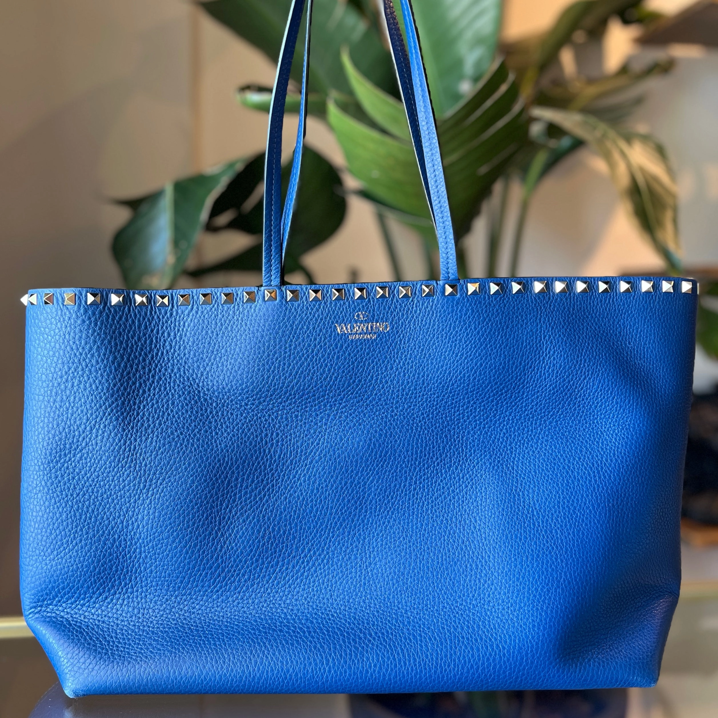 VALENTINO Cobalt Blue  Rockstud Shopping Tote Large