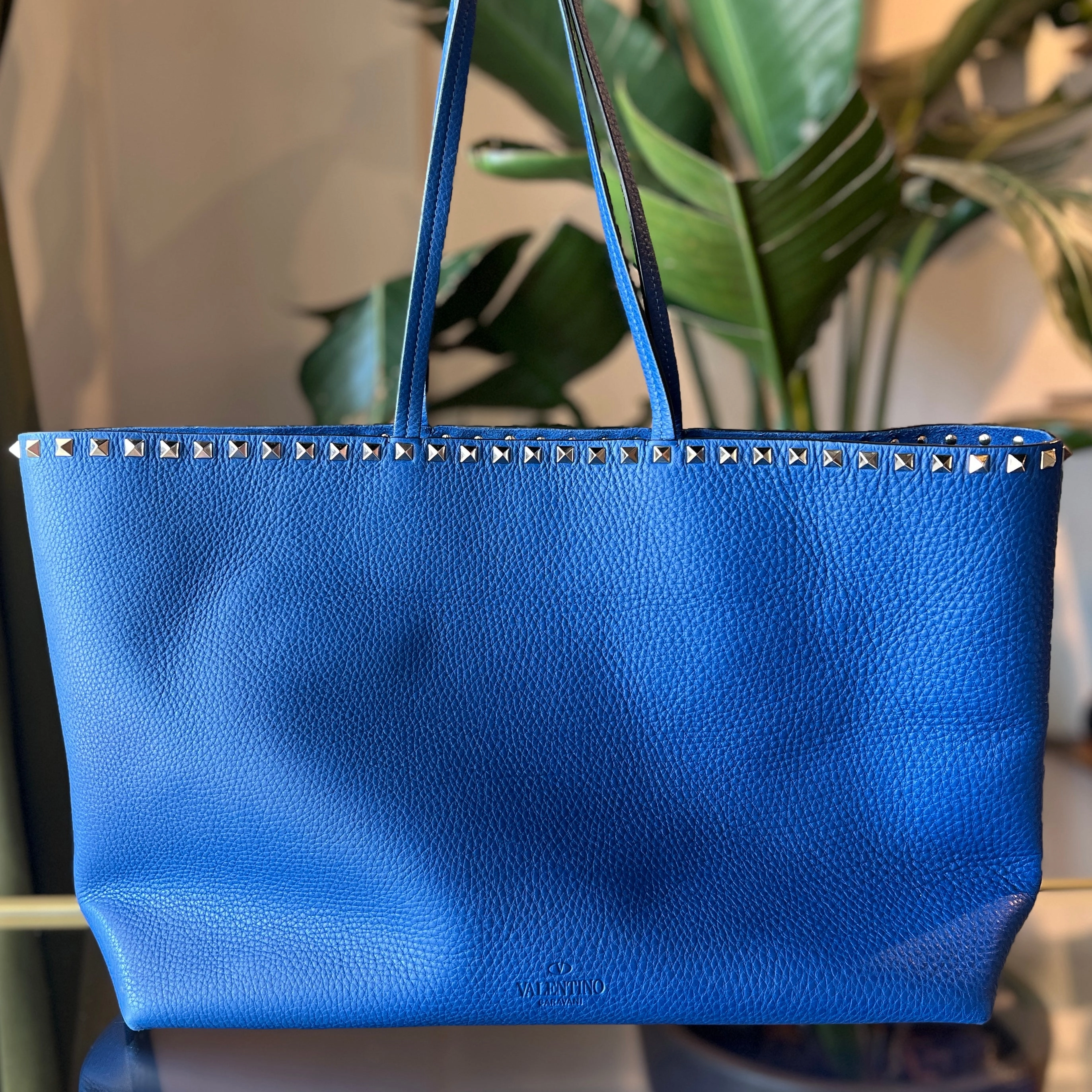 VALENTINO Cobalt Blue  Rockstud Shopping Tote Large