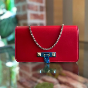 VALENTINO Flip Lock Rockstud Smooth Calfskin Wallet on Chain