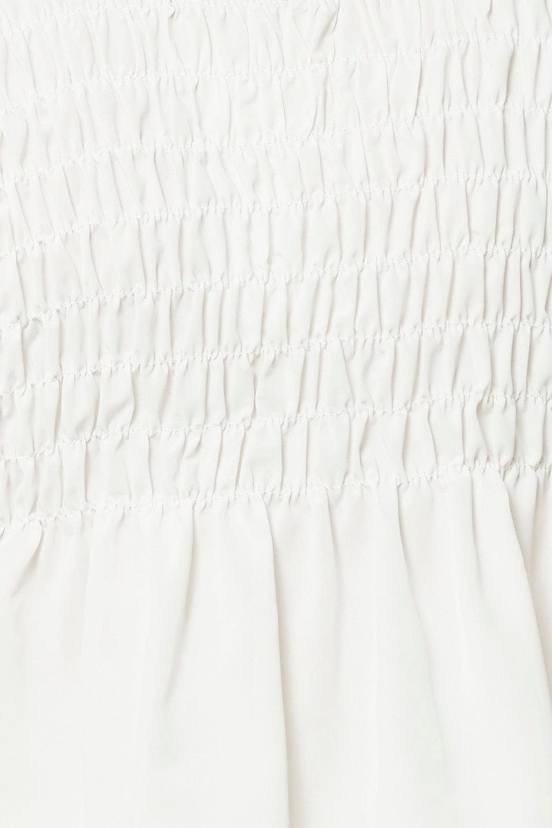 White Crop Blouse Short Sleeve Round Neck