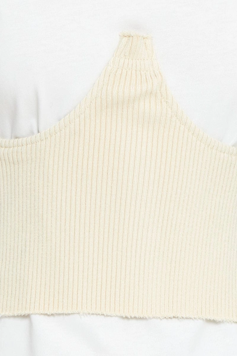 White Knitted Corset Belt And T Shirt Dress