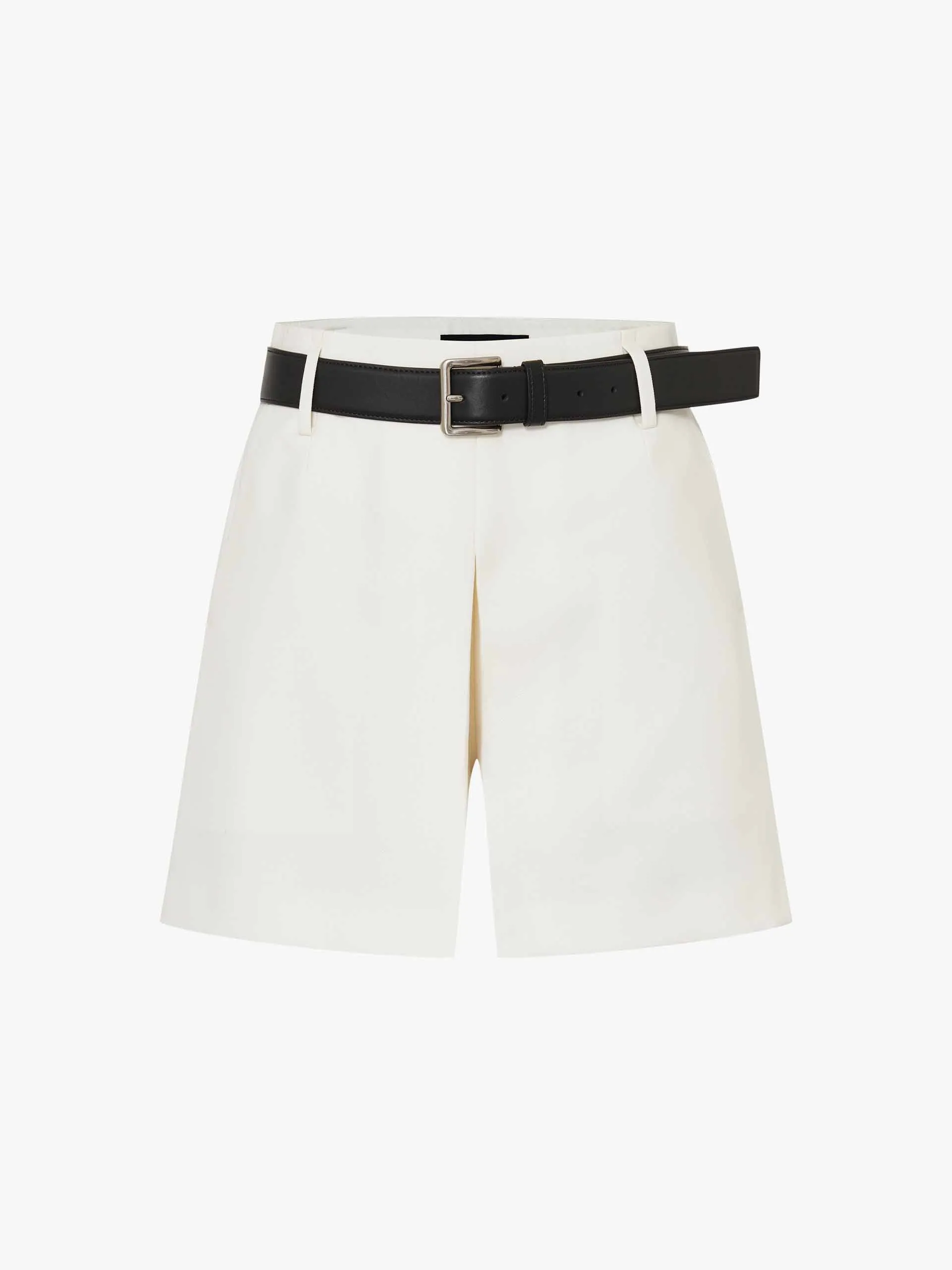 Wool Blend Belted Shorts