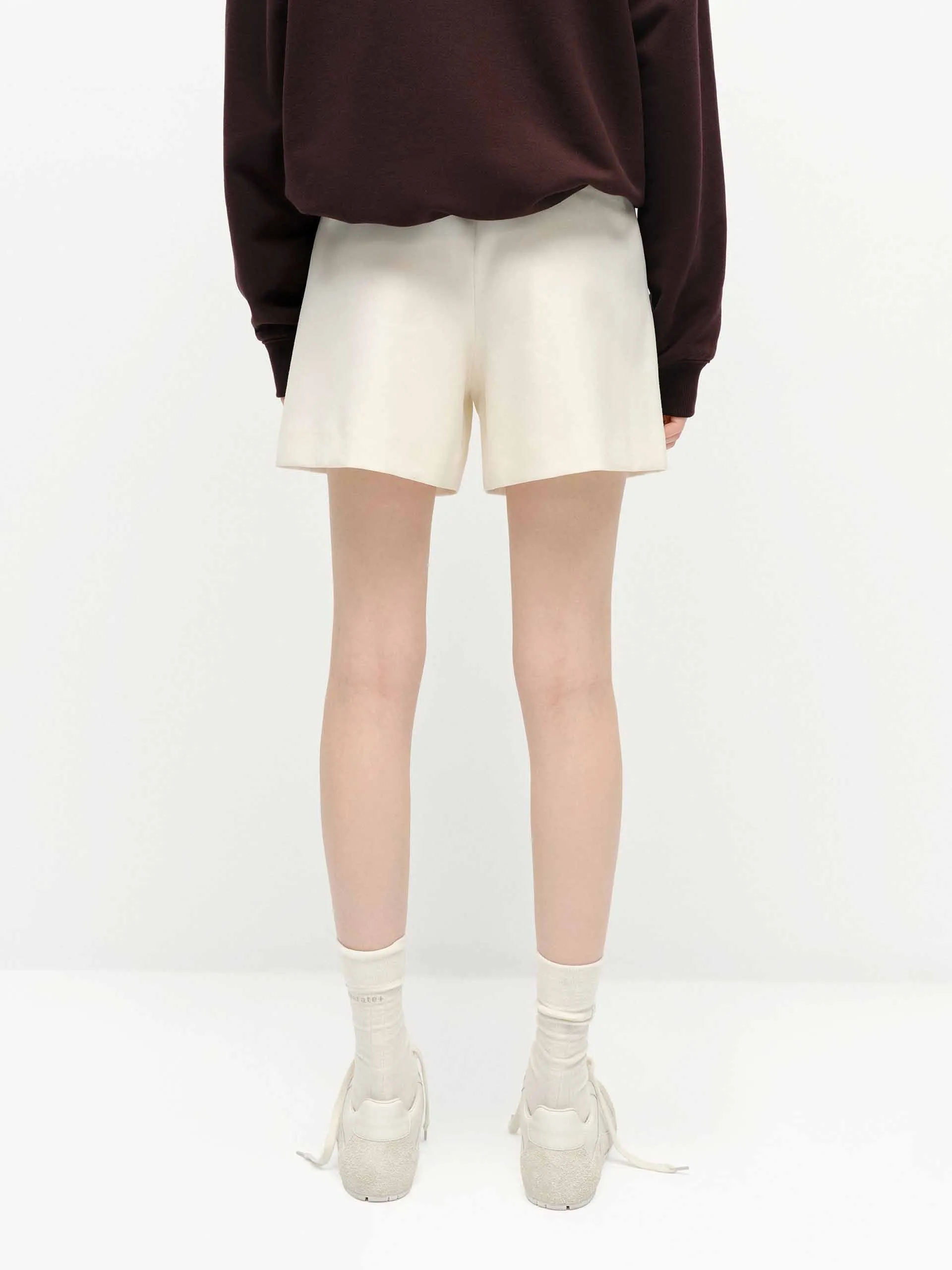 Wool Blend Belted Shorts