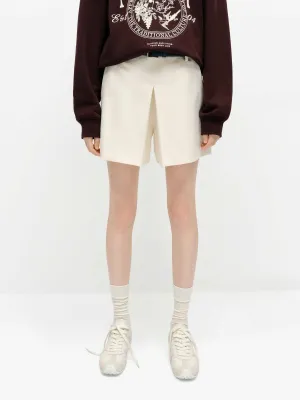 Wool Blend Belted Shorts