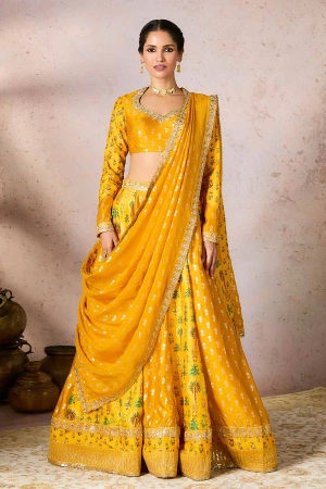 Yellow Nomatic Tribe Embroidered Lehenga Set