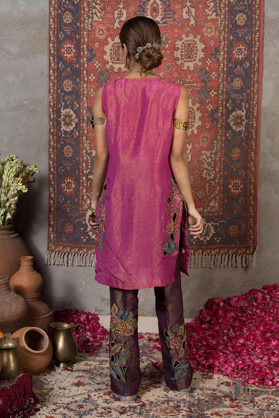 Zoha - Pink Embroidered Cut-Out Kurta & Pant Set